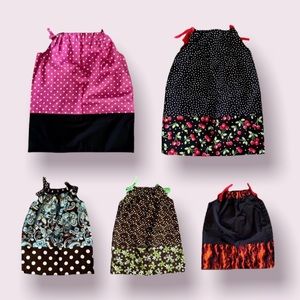 Custom Set of 5 Rockabilly Dresses - Polka Dot, Cherry, Paisley, Floral, Flames